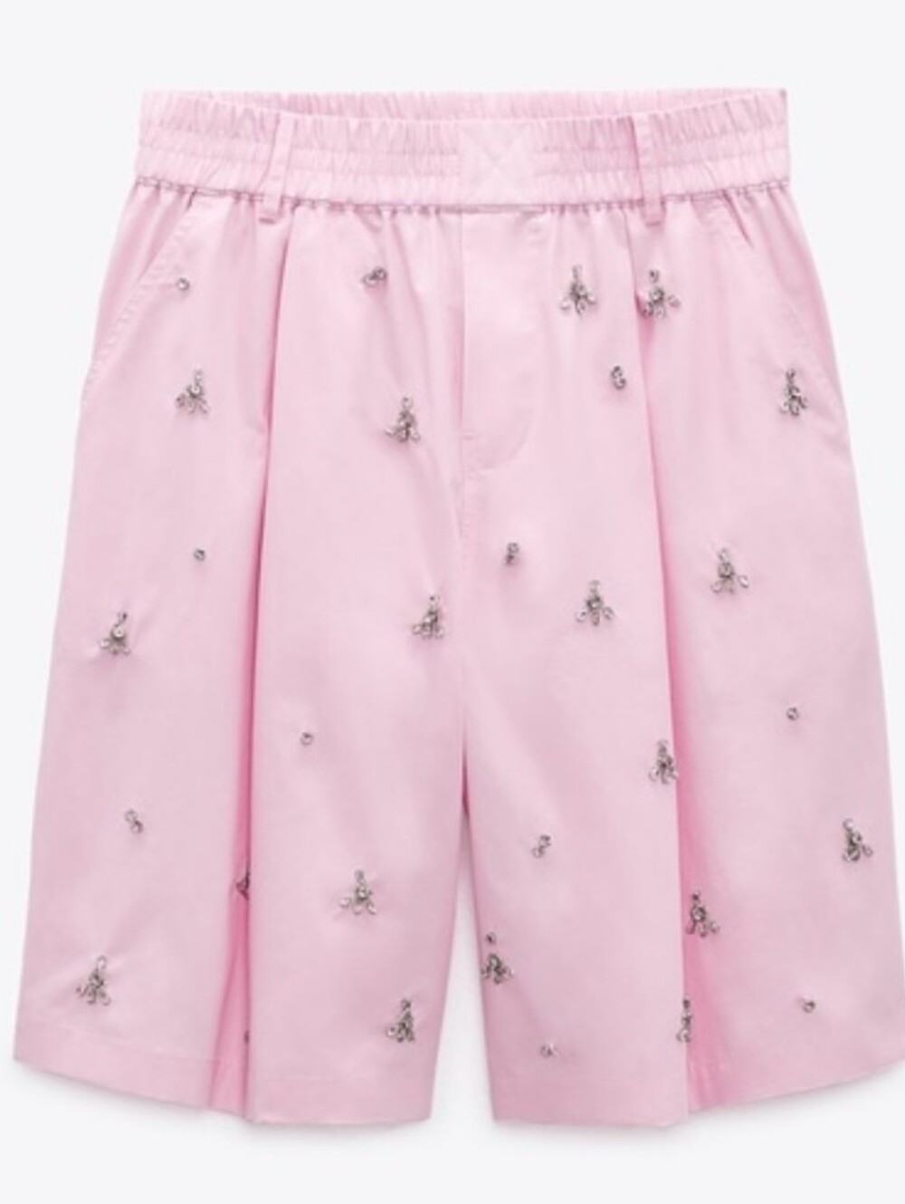 NWOT ZARA Jeweled Bermuda Short ​🌸 Pretty in Pink! 🌸 SZ SM 100% COTTON